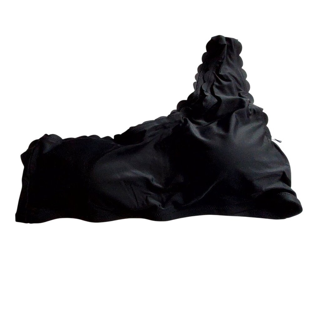 J.Crew Black Scalloped Bikini Top Size 2X Nylon/Elastane Womens Swimwear